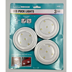 Luminar Indoor LED Puck Lights – 3-Pack – Battery Operated Stick-On Touch Lights